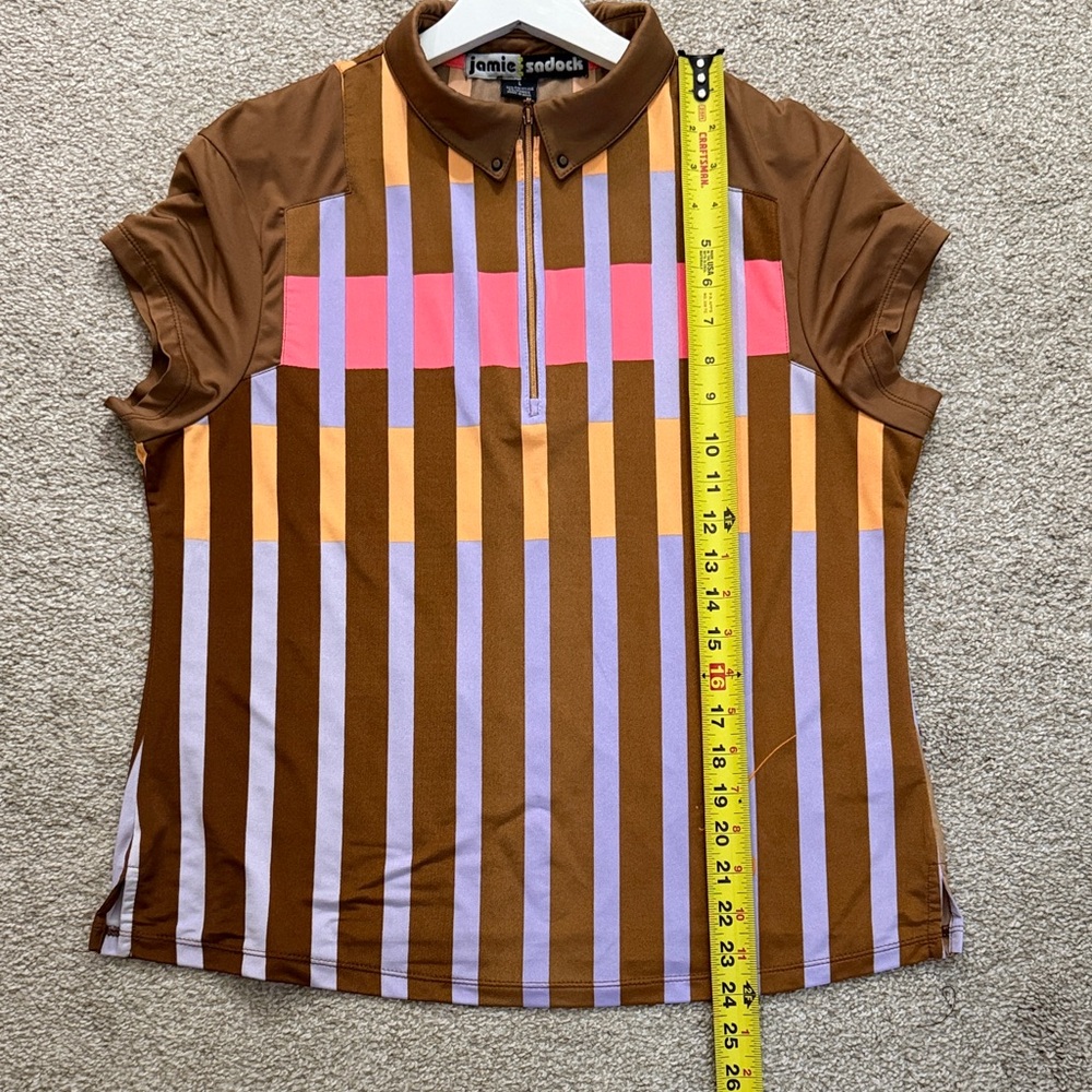 Jamie Sadock Brown Multicolor Striped Short Sleeve Top - Picture 8 of 12